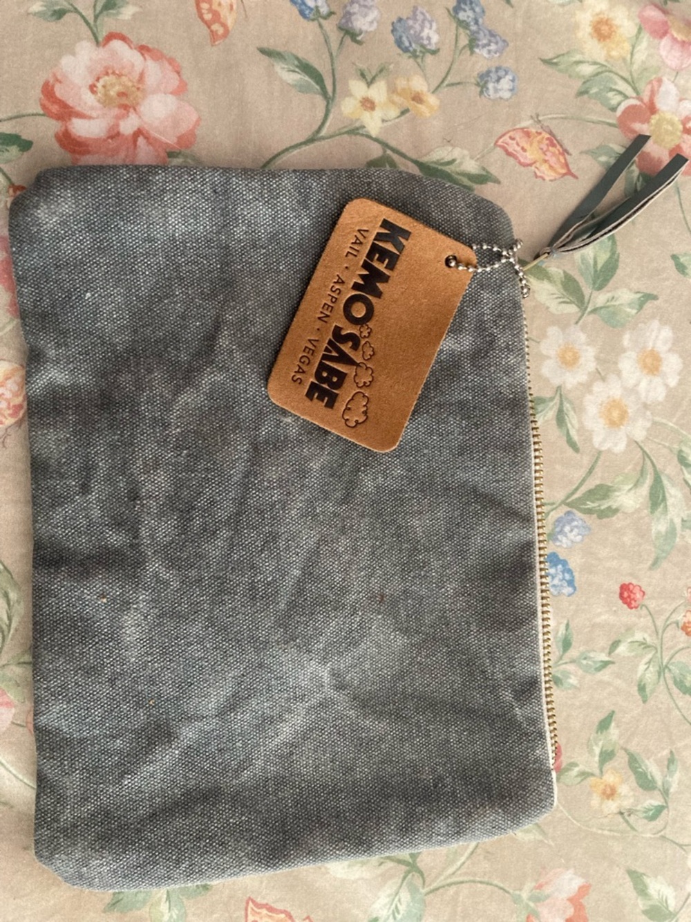 Kemosabe Gray Canvas Zip Pouch with Leather Tag